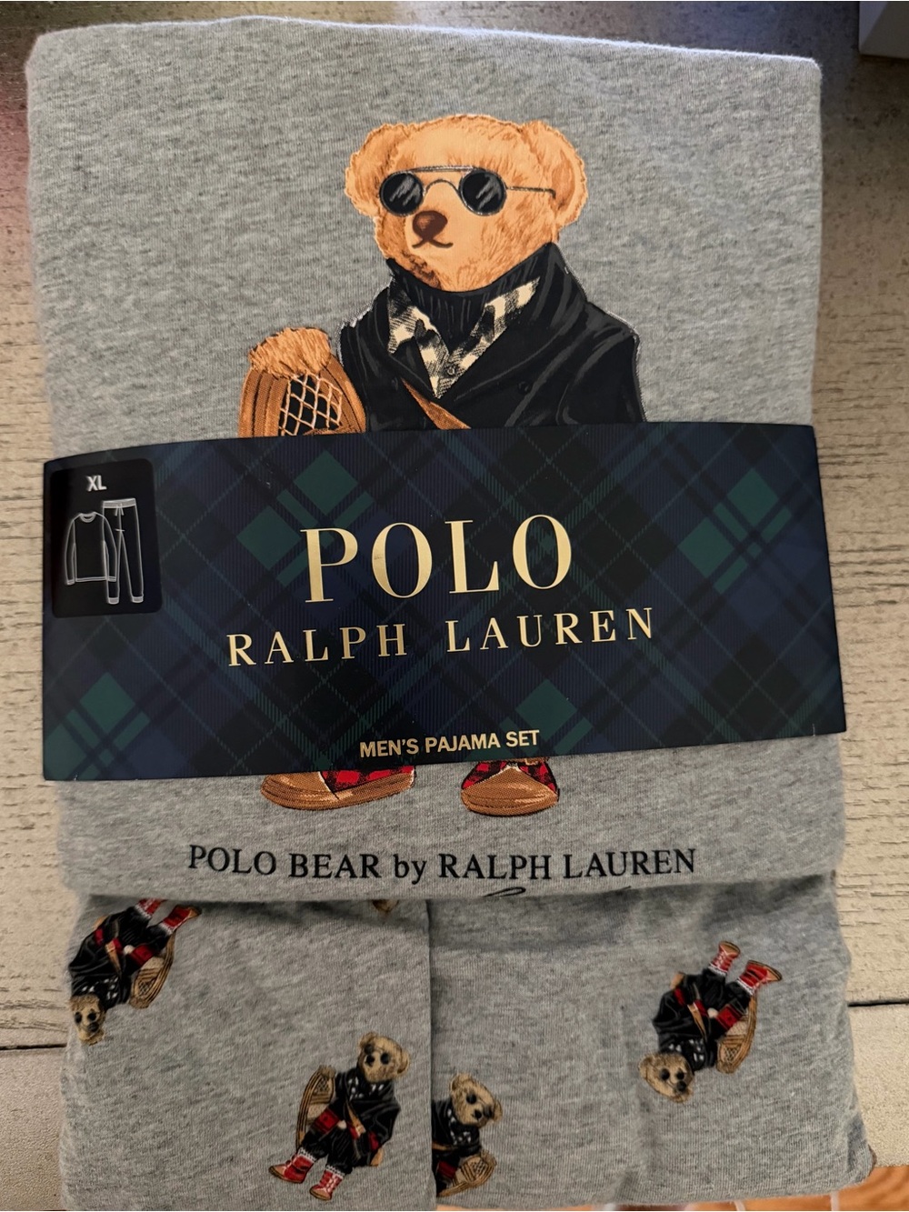 Polo by Ralph Lauren Gray Bear-Print Men’s Pajama Set